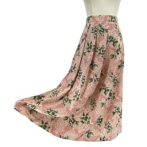 Vintage Koret Pink Floral Midi Skirt S Cottagecore Boho Romantic Spring Garden